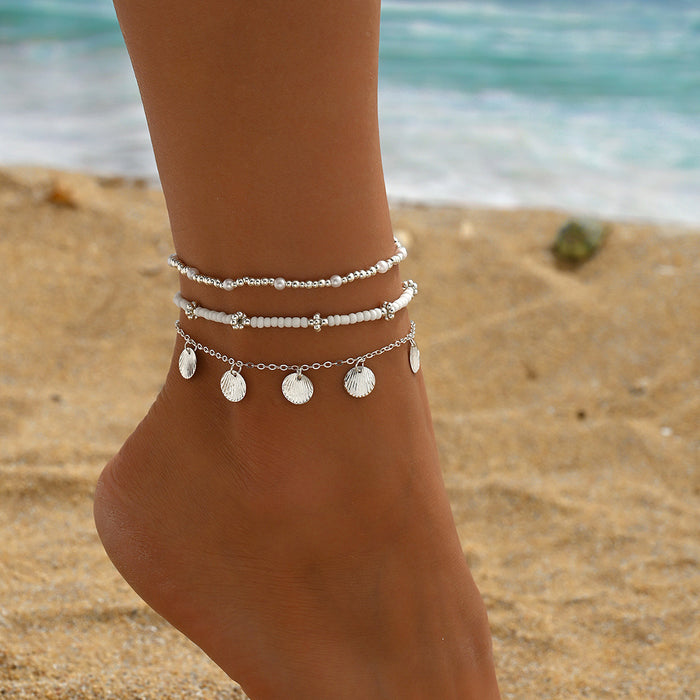 Wholesale Retro Shell Pendant Beaded Anklet Fashion Jewelry Accessory MOQ≥2