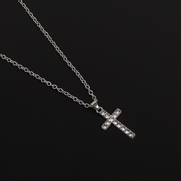 Wholesale cross diamond pendant necklace snake bone chain full diamond necklace