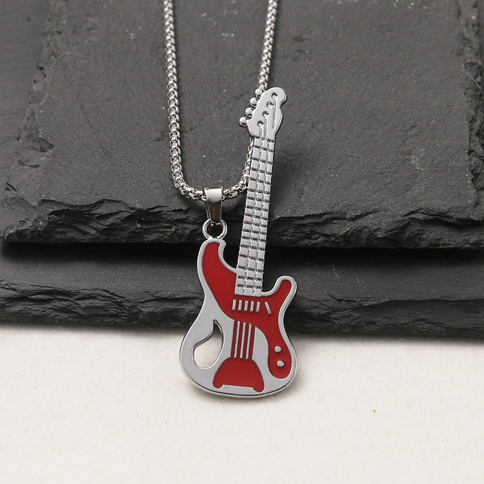 Wholesale Stainless Steel Guitar Pendant Necklace JDC-NE-Zheq003