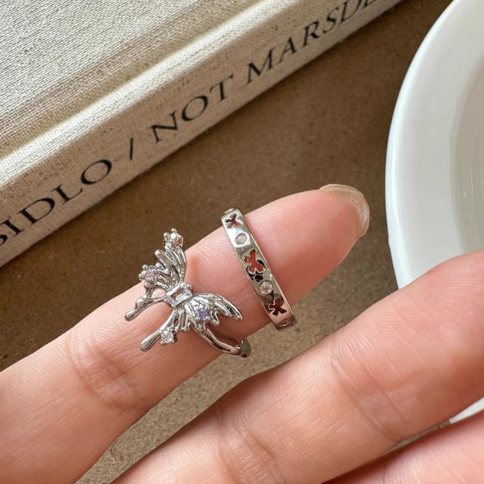 Wholesale Open silver Butterfly Ring Girls Design Wings Finger Ring
