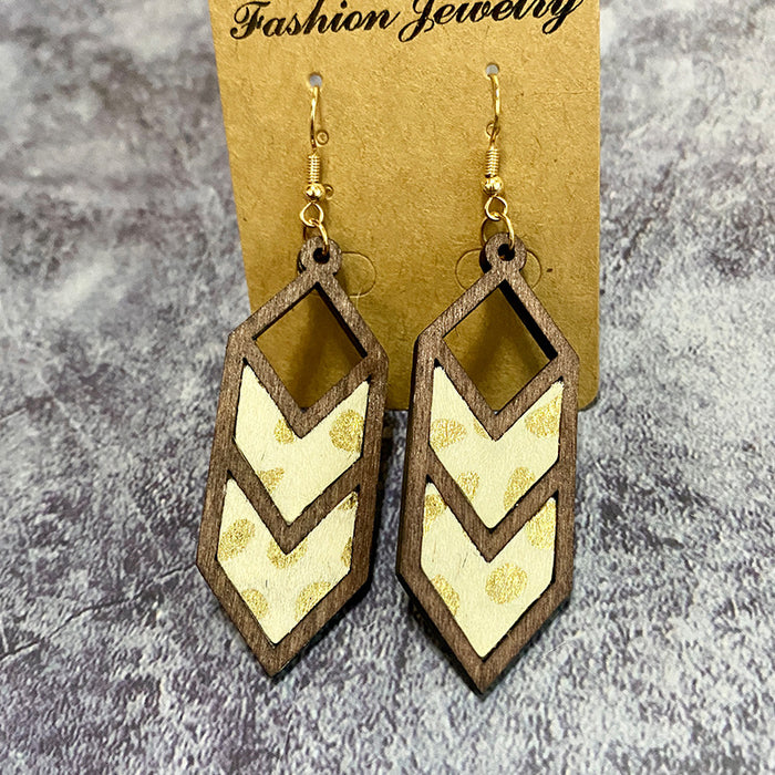 Wholesale Leopard print cow pattern genuine leather earrings Western geometric inlaid earrings hollow earrings