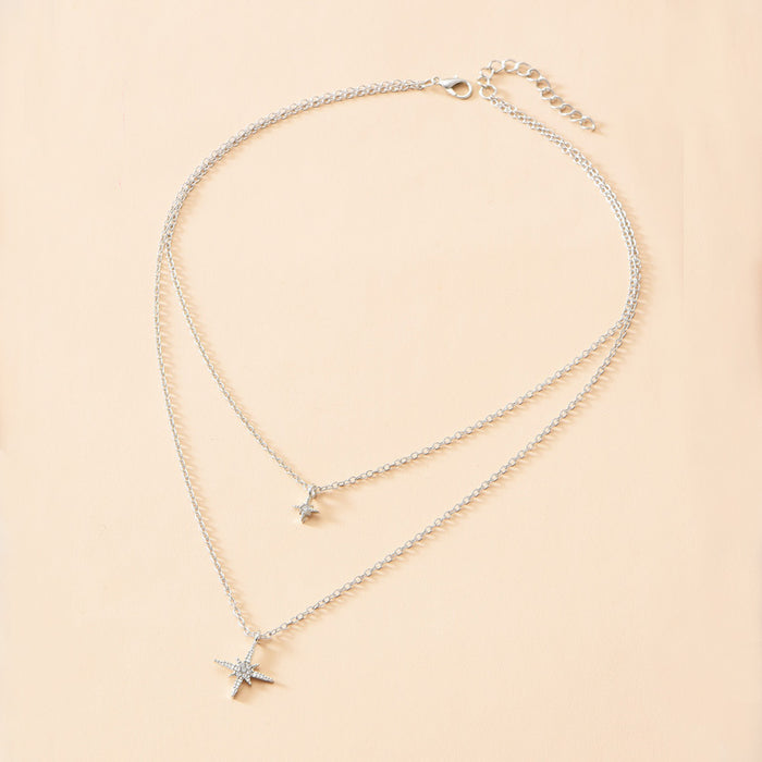 Wholesale Personalized Double layered Crystal Pendant Necklace Fashion Necklace