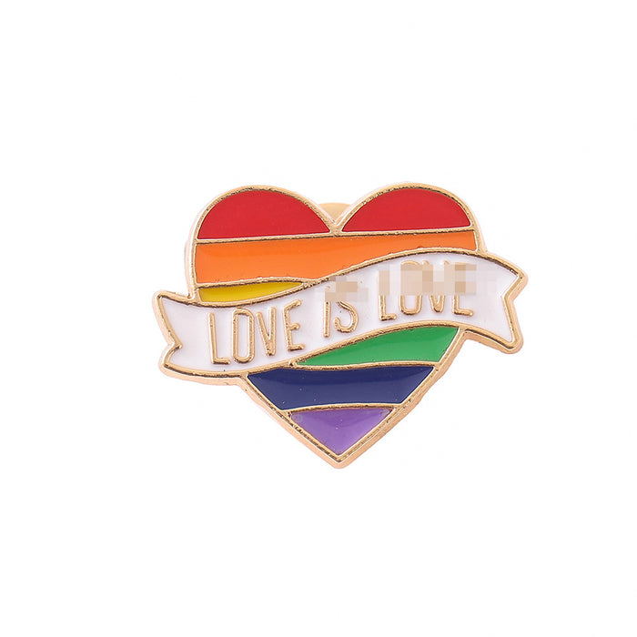 Wholesale Rainbow Heart Letter Brooch