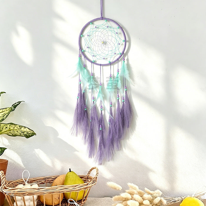 Wholesale Hand Knitted Pampas Grass Dreamcatcher Pendant Nordic Style Wall Decor MOQ≥2