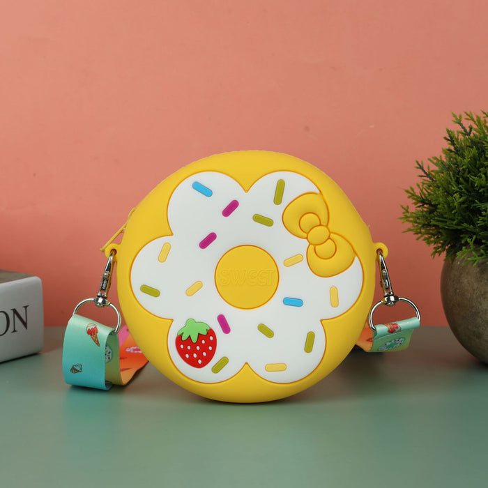 Wholesale Donut Silicone Crossbody Bag for Girls Trendy Cute Coffee Color MOQ≥10