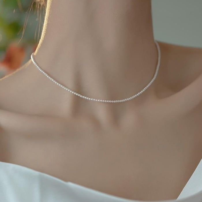 Wholesale 2mm Ultra-fine  Millet Pearl Necklace Women's Accessible  Clavicle Necklace
