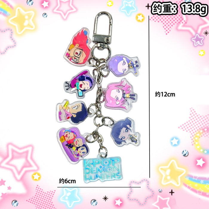 Wholesale Long string of cute K-pop cartoon character acrylic keychains