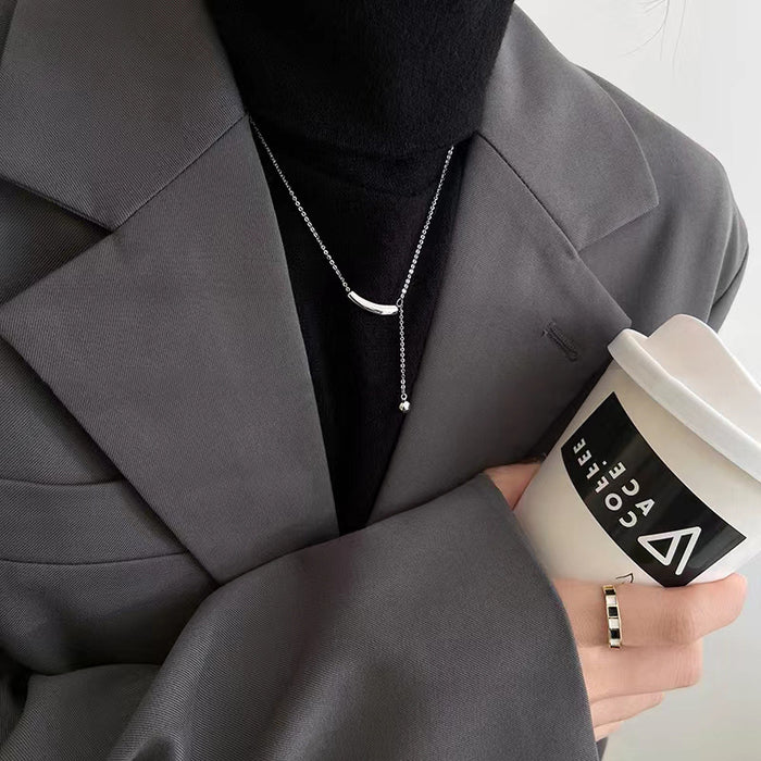 Wholesale Titanium steel necklace, sweater chain, tassel accessories, simple and versatile collarbone chain