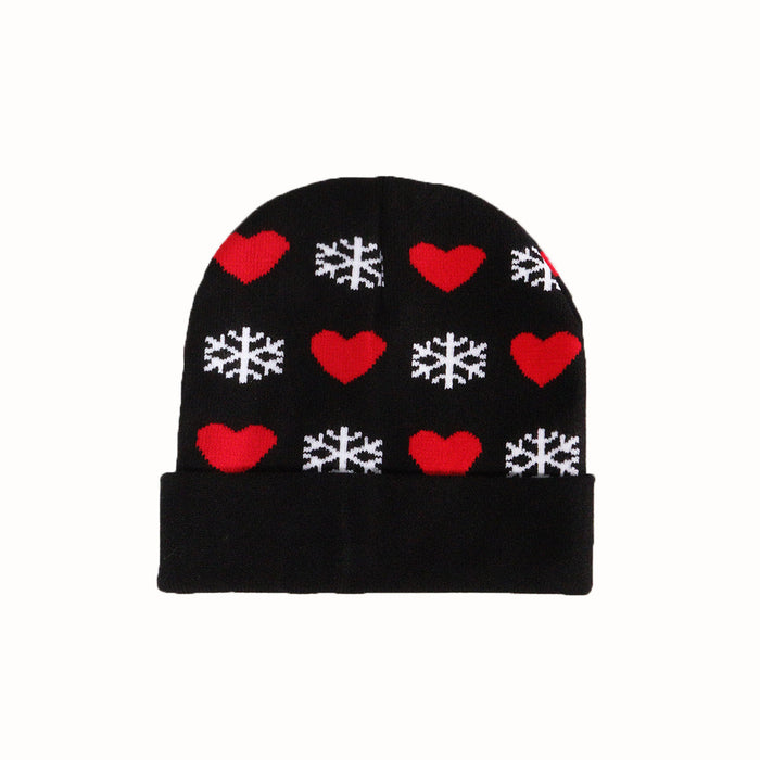 Wholesale Autumn and Winter Jacquard Hat Snowflake Heart Christmas Beanie JDC-FH-JunL005