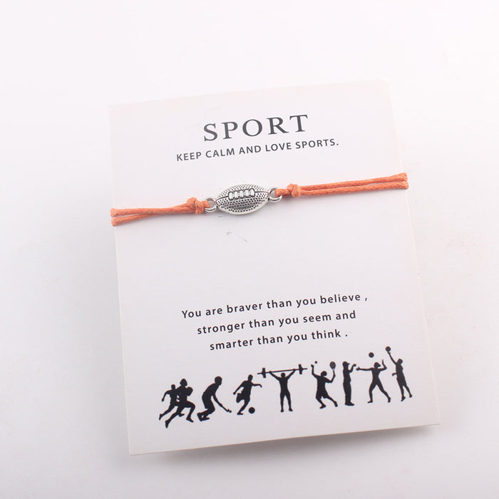 Wholesale Alloy Baseball, Football, Rugby Sports Blessing Card Bracelet JDC-BT-ShangC004