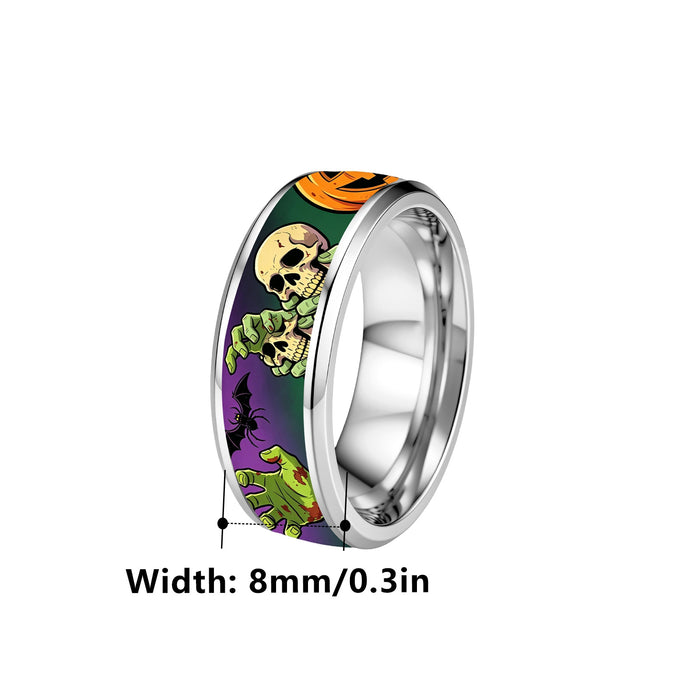 Wholesale Stainless Steel Ring Silver Size 6 Pumpkin Zombie Bat Design Jewelry
