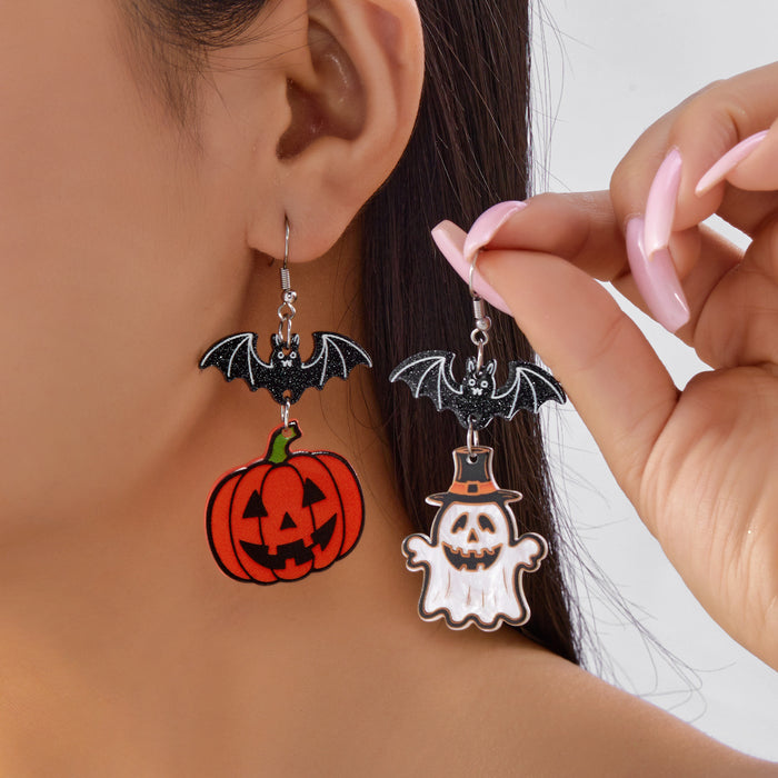 Wholesale Gothic  earrings funny horror atmosphere ghost pumpkin plate ear hook jewelry