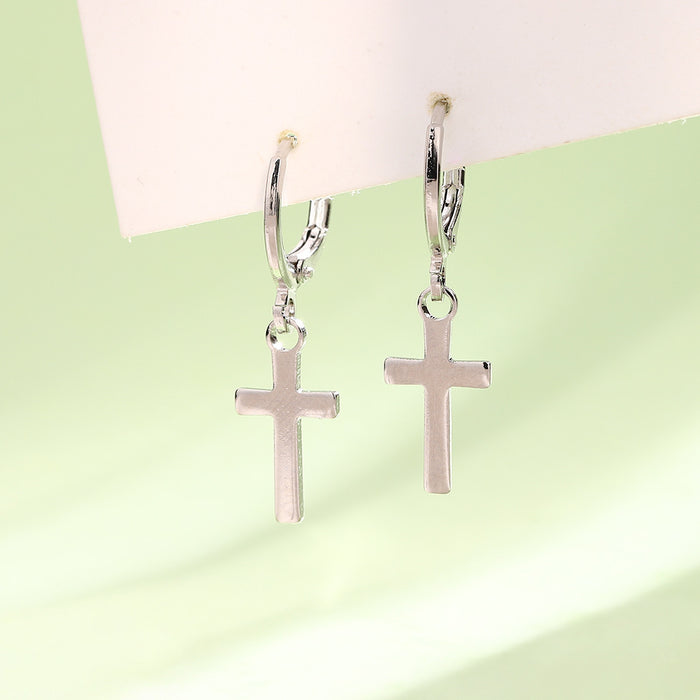 Wholesale Cross earrings with personality, simplicity, temperament, circle earrings, versatile fashion, plain circle earrings