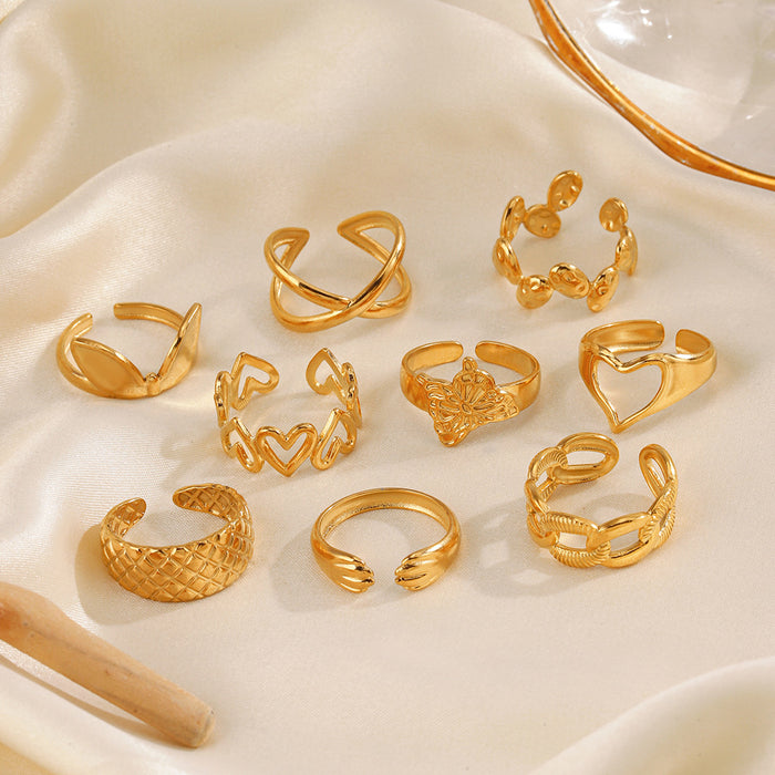 Wholesale Stainless steel female hip hop Gold Plated Rings Adjustable rings