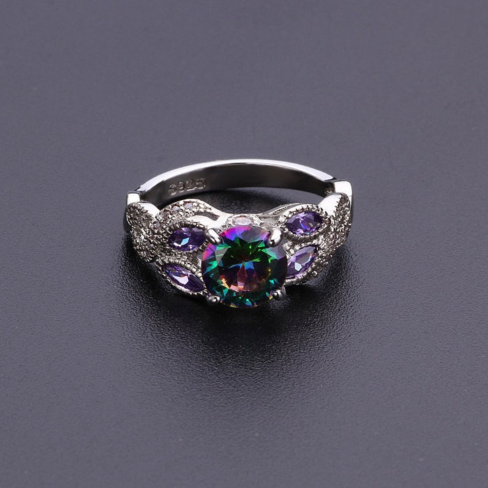 Wholesale Rainbow Waterdrop Oval Zircon Ring