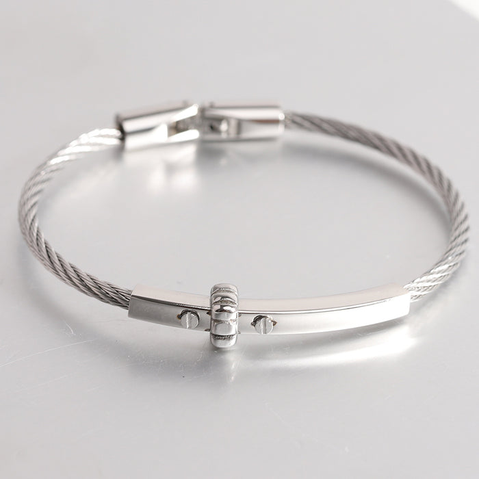 Wholesale Cross border Simple and Versatile Titanium Steel Circular 3MM Cable Bracelet Fashion Steel Wire Bracelet