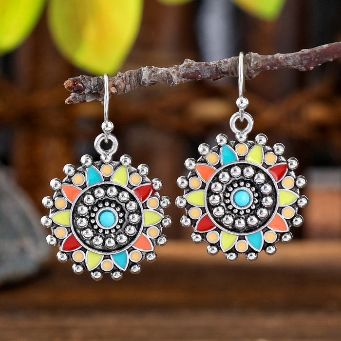 Wholesale Bohemian Geometric Turquoise Earrings Zinc Alloy Fashion Accessory MOQ≥2