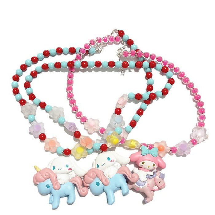 Wholesale Cartoon Necklace Unicorn Children' s Elastic Necklace Student Play Necklace