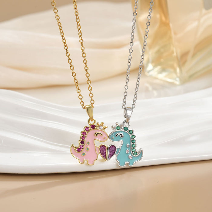 Wholesale Cartoon rainbow heart magnetic interlocking choker necklace