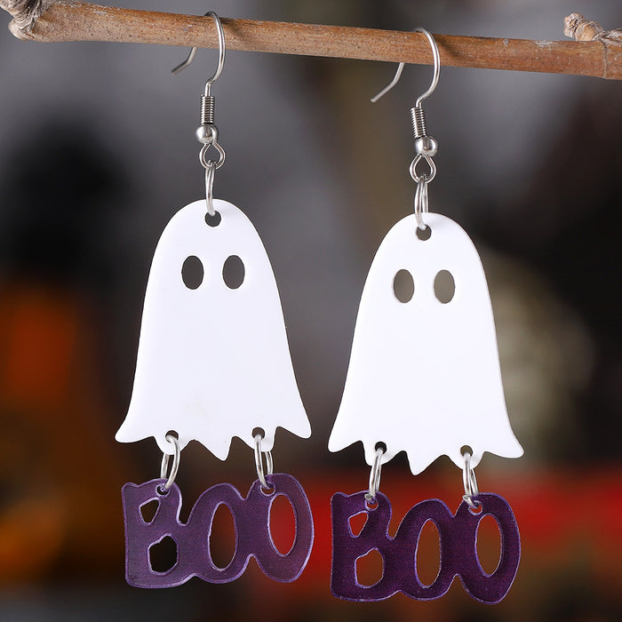 Wholesale  Gothic style black and white ghost splicing pendant earrings acrylic earrings