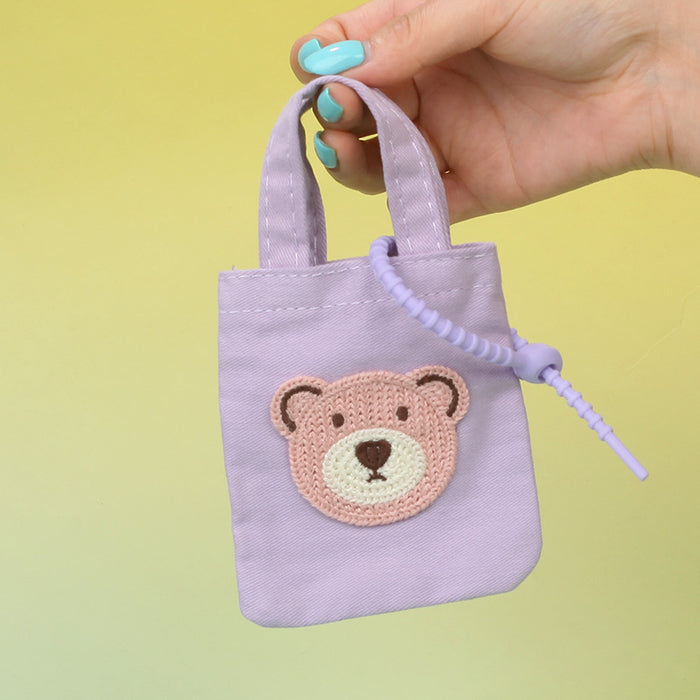 Wholesale Stylish Canvas Bear Coin Purse Handbag Keychain Pouch Cute Cartoon Design
