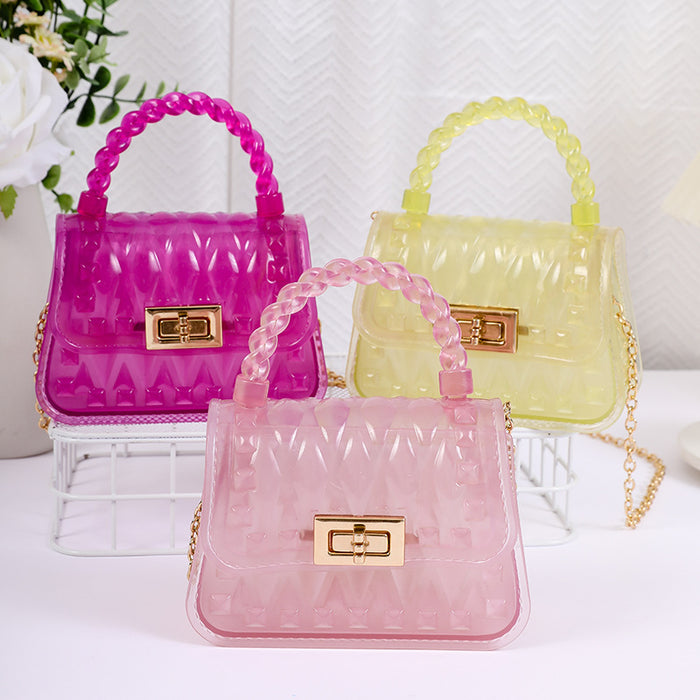 Wholesale crossbody mini mouth red envelope transparent chain Diamond jelly bag portable