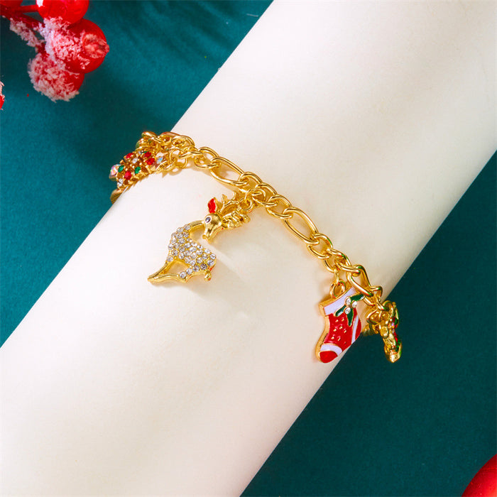 Wholesale Christmas jewelry,  colored diamond snowflake Christmas tree,  multi-colored candy pendant pearl bracelet