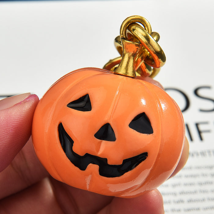 Wholesale  Resin Ghost Pumpkin Pendant Keychain Glow In The Dark Bag Charm Fashion Accessory