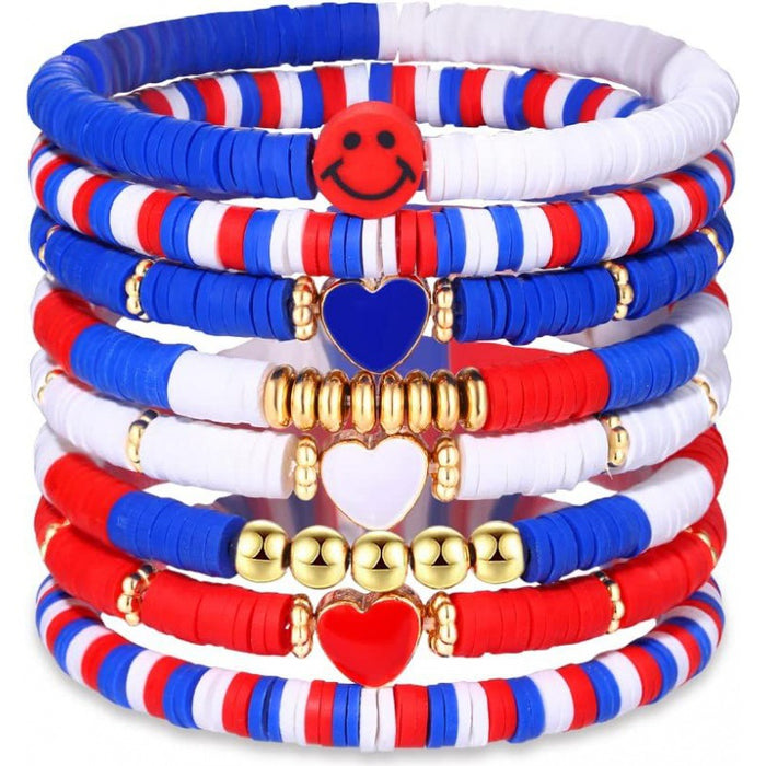 Wholesale Soft ceramic bracelet set, personalized alloy drip oil national flag pendant bracelet