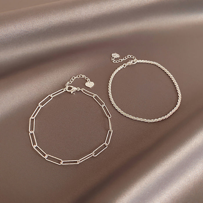 Wholesale Silver plain circle bracelet with niche design, fashionable and simple hand rope bracelet accessories