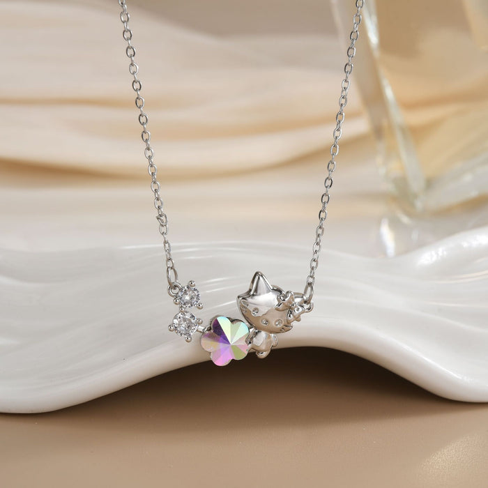 Wholesale Cat pendant micro-painted zircon copper gold-plated clavicle necklace