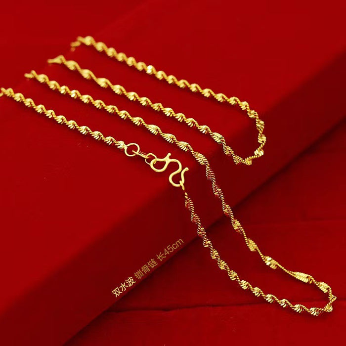Wholesale Gold plated necklace, snake bone chain, box chain, water ripple collarbone chain, fashionable and versatile necklace