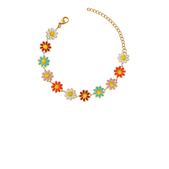 Wholesale 2PCS Colorful Oil Drop Small Daisy Flower Necklace JDC-NE-WenB010