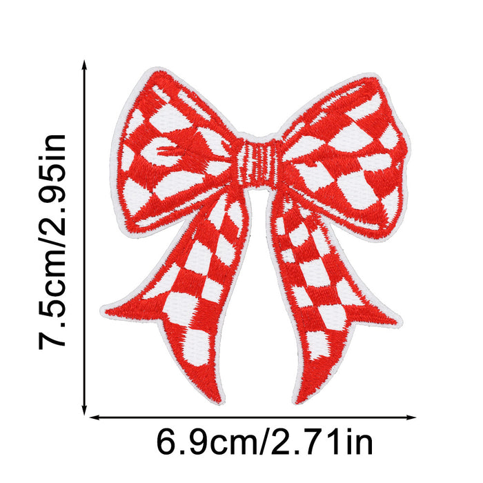 Wholesale Plaid Bow Embroidery Sticker DIY Patches