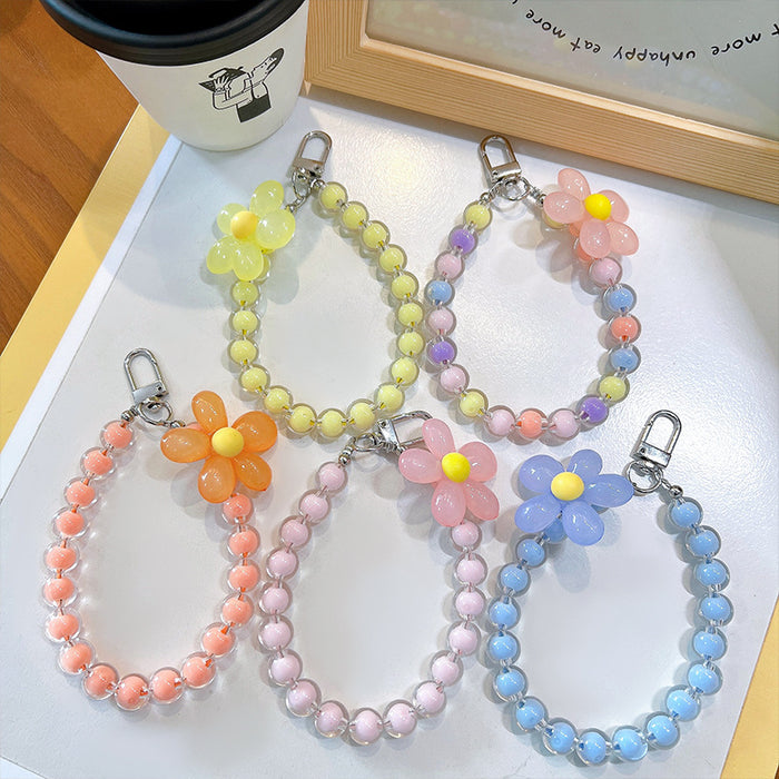 Wholesale Candy Color Flower Beaded Acrylic Keychain JDC-KC-YanG078