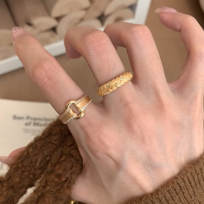 Wholesale  Golden Wire-drawing Ring Women's Index Finger Ring Opening