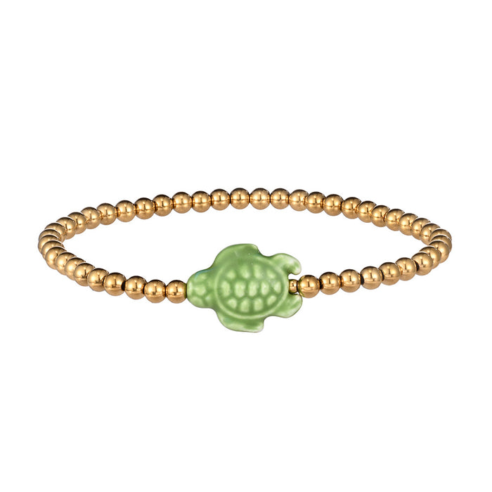 Wholesale Swimming wearable mini bracelet accessory ceramic conch animal turtle titanium steel non fading bracelet