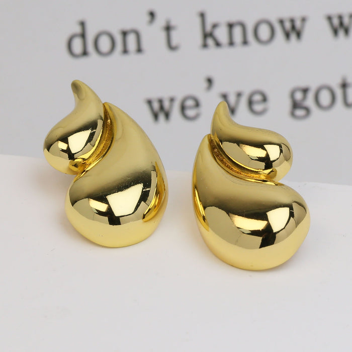 Wholesale 2PCS 18K Gold Brass Double Water Drop Earrings JDC-ES-BaiYi003