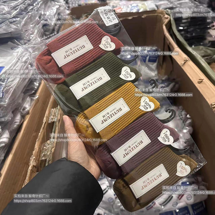 Wholesale Cotton socks for sweat absorption and odor prevention, mid tube socks with double needles and thick socks for warmth, long socks