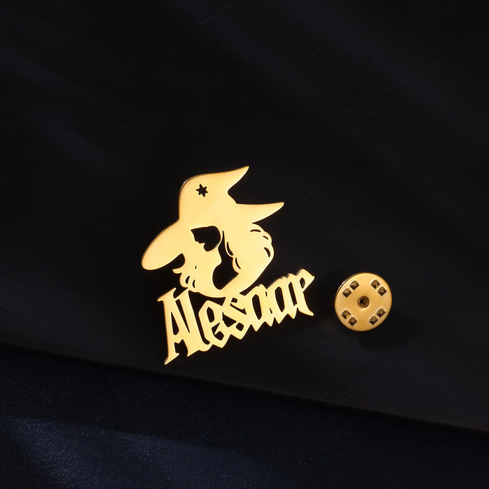 Wholesale  Witch Name Brooch Pin DIY Ghost Badge Costume Accessory
