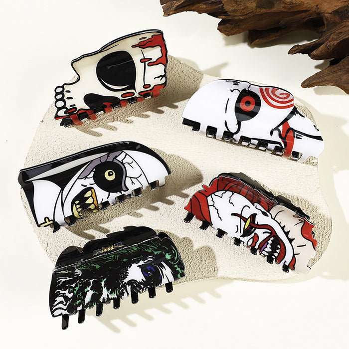 Wholesale Sparkling Girl  Hairpin Funny Ghost Face Clip European and American Horror Dark Clown Shark Clip Hair Accessories