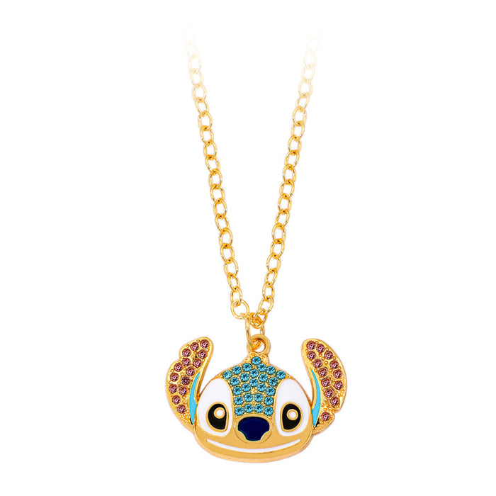 Wholesale Cartoon Rhinestone Oil Drip Necklace Pendant