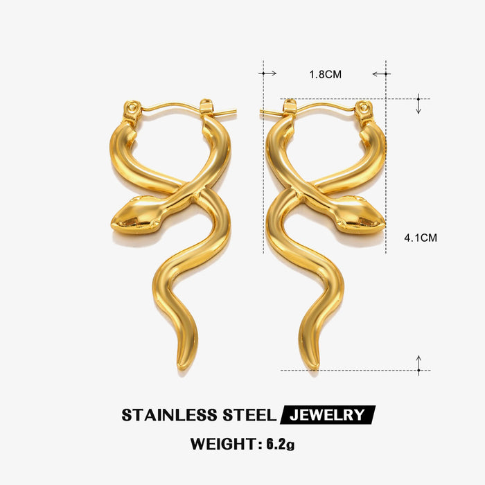 Wholesale women' s stainless steel snake Statemente Earrings Rings suit jewelry
