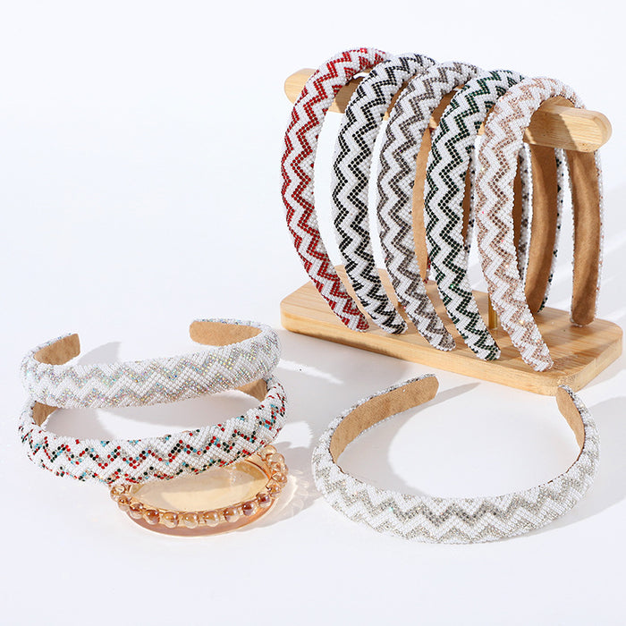 Wholesale Sexy water ripple full diamond pearl headband all-match hair accessories retro headdress