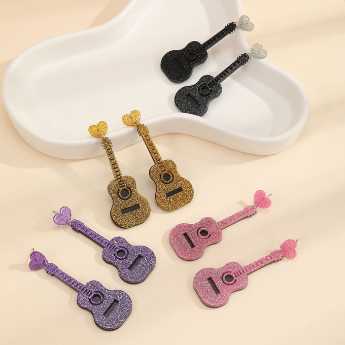 Wholesale Guitar Acrylic Earrings JDC-ES-JiaYi012
