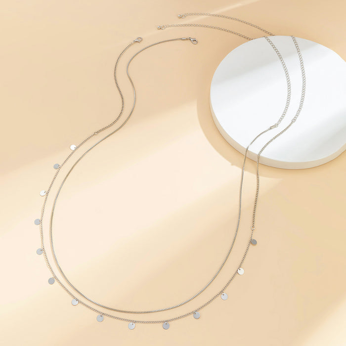 Wholesale Fashion alloy double-layer thin chain waist chain versatile tassel chain sequin body chain