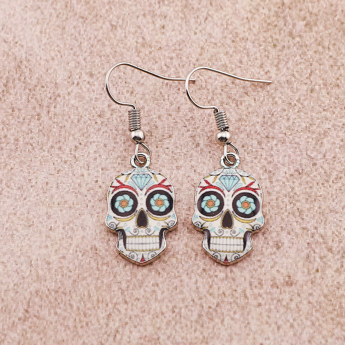 Wholesale Halloween Skull Alloy Earrings JDC-ES-Dagou005