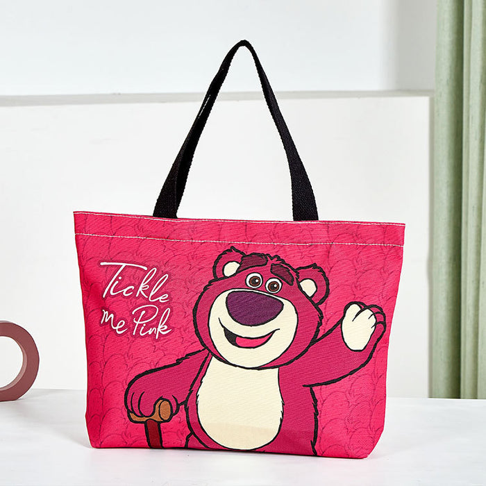 Wholesale Cartoon Canvas Bag Large Capacity Zippered Canvas Tote Bag Bear Cute Student Shoulder Bag