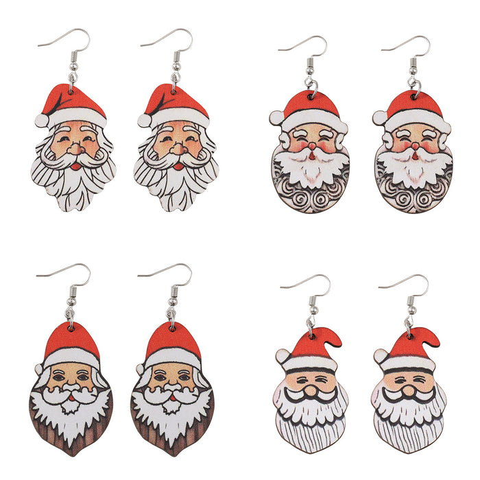 Wholesale Christmas  Pendant Earrings Wooden Double-Sided Earrings