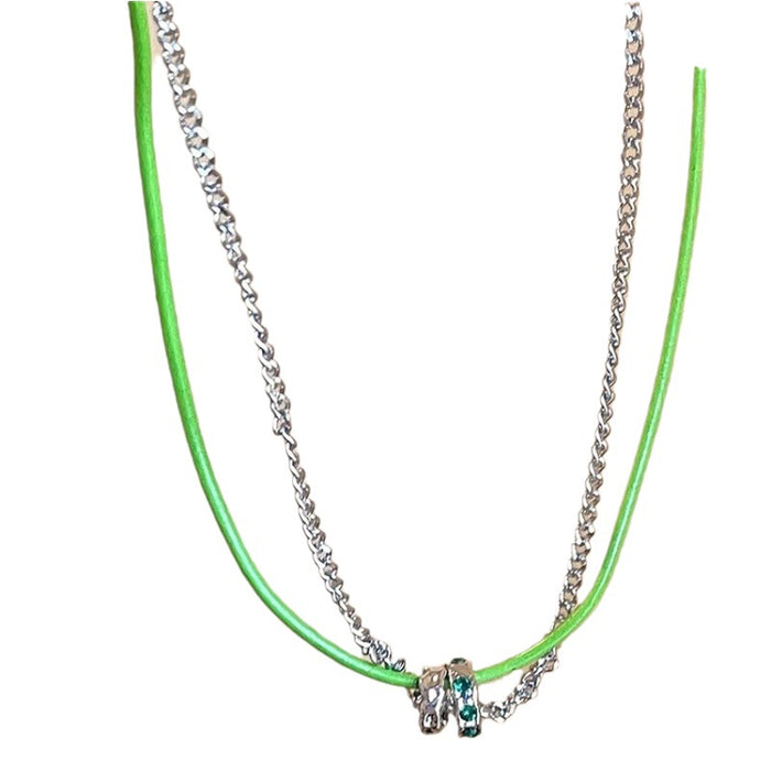 Wholesale Green Double-layer Small Man Waist Necklace